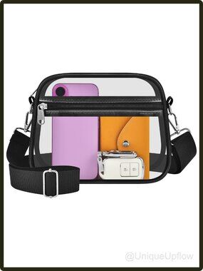 Women's Clear PVC Satchel Handbag Crossbody Stadium Approved Adjustable Strap